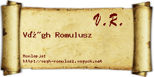 Végh Romulusz névjegykártya